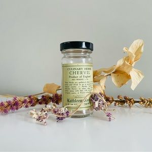 RARE Antique culinary herbs glass jar Chervil Product of England kitchen decor